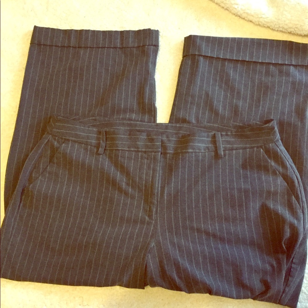 Wide Legged Gray Pinstriped Stretch Dress Pants
